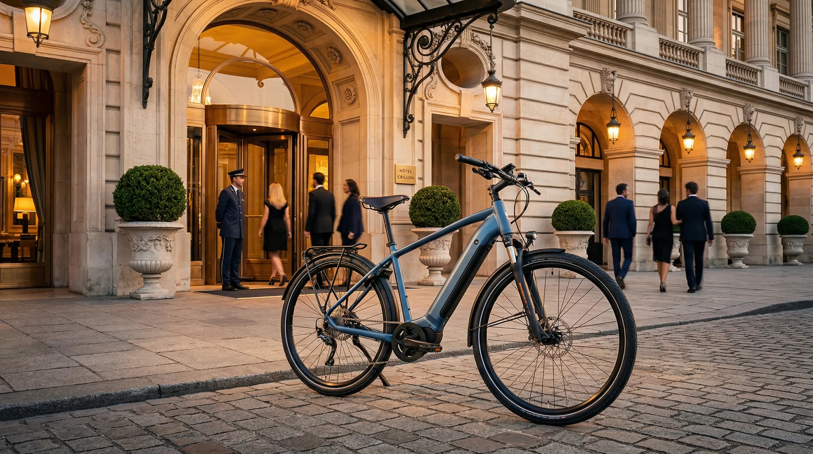 Elektrofahrrad Rohloff Pro vor dem Hôtel luxuriösem 